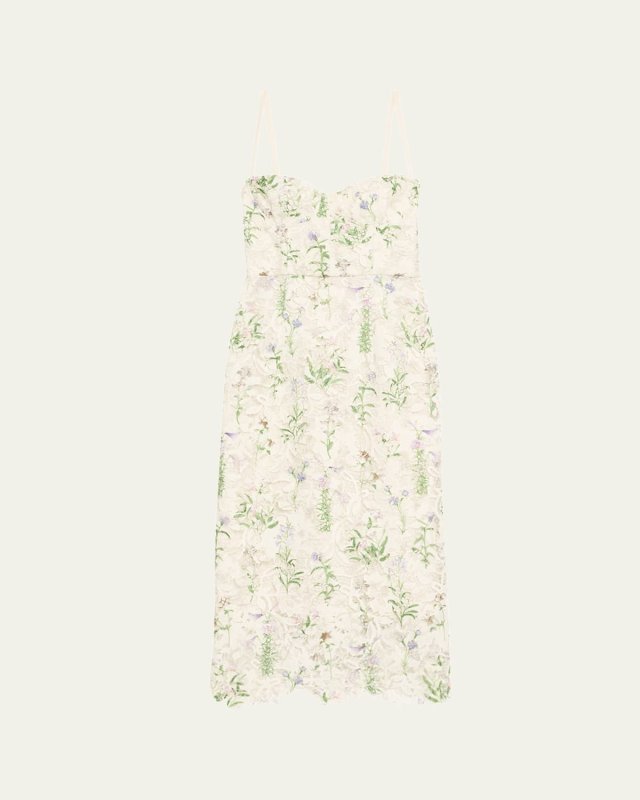 Floral Printed Lace Corseted Dress